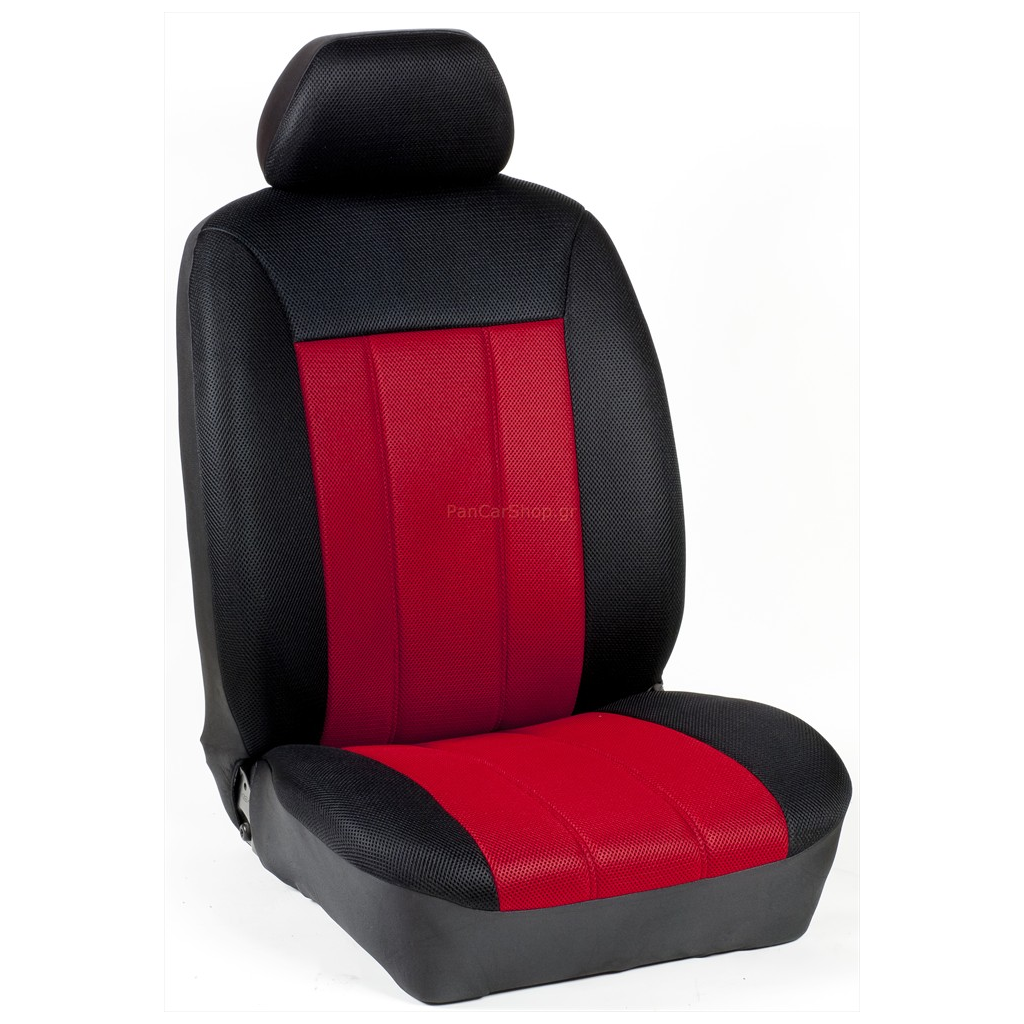 Πλήρες Σετ Καλύμματα Καθισμάτων Αυτοκινήτου Τρυπητά Αεριζόμενα R' Χρώματος Κόκκινο-Μαύρο