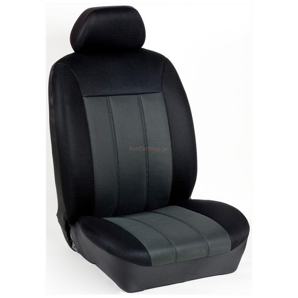 Πλήρες Σετ Καλύμματα Καθισμάτων Αυτοκινήτου Τρυπητά Αεριζόμενα R' Χρώματος Γκρί-Μαύρο