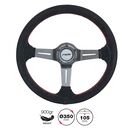 Simoni Racing ΤΙΜΟΝΙ CARLOS ΜΑΥΡΟ/CARBON ΣΟΥΕΤ ΜΕ ΚΟΚΚΙΝΗ ΡΑΦΗ ΤΡΙΑΚΤΙΝΟ ΔΙΑΜΕΤΡΟΣ 350mm ΠΑΧΟΣ 105mm ΒΑΡΟΣ 900gr