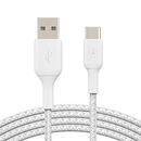 USB-A to USB-C Cable_Braided, 0,15M, White