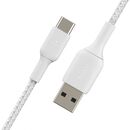 USB-A to USB-C Cable_Braided, 3M, White