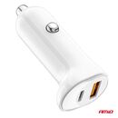 ΦΟΡΤΙΣΤΗΣ ΑΝΑΠΤΗΡΑ 12/24V ΜΕ 2 ΘΥΡΕΣ USB-C+USB 20W 5V/3AQC ΤΑΧΕΙΑΣ ΦΟΡΤΙΣΗΣ ΛΕΥΚΟΣ  AMIO - 1 Τεμ.