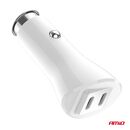 ΦΟΡΤΙΣΤΗΣ ΑΝΑΠΤΗΡΑ 12/24V ΜΕ 2 ΘΥΡΕΣ 2xUSB-C 40W 5V/3AQC ΤΑΧΕΙΑΣ ΦΟΡΤΙΣΗΣ ΛΕΥΚΟΣ AMIO - 1 Τεμ.
