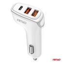ΦΟΡΤΙΣΤΗΣ ΑΝΑΠΤΗΡΑ 12/24V ΜΕ 3 ΘΥΡΕΣ USB-C+2xUSB 38W 5V/3AQC ΤΑΧΕΙΑΣ ΦΟΡΤΙΣΗΣ ΛΕΥΚΟΣ AMIO - 1 Τεμ.