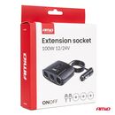 ΑΝΤΑΠΤΟΡΑΣ ΑΝΑΠΤΗΡΑ 12/24V 100W ΜΑΥΡΟΣ/3 ΘΕΣΕΙΣ/2xUSB-A /ΚΟΥΜΠΙ ON-OFF/ΚΑΛΩΔΙΟ 70cm AMIO - 1 Τεμ.