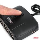 ΑΝΤΑΠΤΟΡΑΣ ΑΝΑΠΤΗΡΑ 12/24V 100W ΜΑΥΡΟΣ/3 ΘΕΣΕΙΣ/2xUSB-A /ΚΟΥΜΠΙ ON-OFF/ΚΑΛΩΔΙΟ 70cm AMIO - 1 Τεμ.
