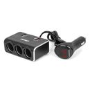 ΑΝΤΑΠΤΟΡΑΣ ΑΝΑΠΤΗΡΑ 12/24V 120W ΨΗΦΙΑΚΟΣ ΜΑΥΡΟΣ/3 ΘΕΣΕΙΣ/2xUSB-A QC 3.0  ΜΕ ΚΑΛΩΔΙΟ 80cm AMIO - 1 Τεμ.