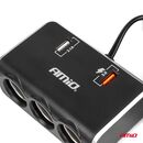 ΑΝΤΑΠΤΟΡΑΣ ΑΝΑΠΤΗΡΑ 12/24V 120W ΨΗΦΙΑΚΟΣ ΜΑΥΡΟΣ/3 ΘΕΣΕΙΣ/2xUSB-A QC 3.0  ΜΕ ΚΑΛΩΔΙΟ 80cm AMIO - 1 Τεμ.