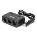 ΑΝΤΑΠΤΟΡΑΣ ΑΝΑΠΤΗΡΑ 12/24V 120W ΜΑΥΡΟΣ/3 ΘΕΣΕΙΣ/1xUSB-A+1xUSB-C QC 4.0 ΤΑΧΕΙΑΣ ΦΟΡΤΙΣΗΣ/ΚΑΛΩΔΙΟ 80cm AMIO - 1 Τεμ.