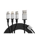 Lampa ΚΑΛΩΔΙΟ USB ΦΟΡΤΙΣΗΣ CERBERO 100 cm (3 ΑΝΤΑΠΤΟΡΕΣ TYPE C/APPLE/MICRO USB - 8 PIN) SILVER LINE