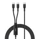 BELKIN CAC004hq1.5MBK BRAIDED USB-C TO DUAL USB-C 140W CABLE BLACK