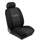 Ημικαλύμματα Εμπρόσθιων Καθισμάτων Αυτοκινήτου από Ύφασμα Χρώματος Μαύρο - Γκρί Καρό 2τμχ