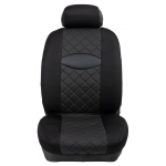 Ημικαλύμματα Εμπρόσθιων Καθισμάτων Αυτοκινήτου από Ύφασμα Χρώματος Μαύρο - Γκρί Καρό 2τμχ