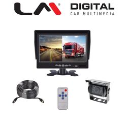 Μονιτορ και DVR  7 inch με διαχωρισμο για ταυτοχρονη θεαση 2 καμερών , 12/24V, αναλυση 1024x600 . Περιλαμβανεται 1 κάμερα NTSC , AHD 1080p - 25fps 170o, IP67.  Περιεχει και DVR καταγραφικο, με θεση SD Card εως 256GB (δεν περιλαμβανεται)
