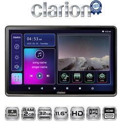 CLARION 11.6in HEADREST MONITOR 4core 2+32G - HDMI input/ output FM Modulator / BT / WiFi / USB / SD Card Slot
