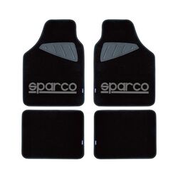 Μοκέτα Μαύρη με Γκρι logo 4τμχ Sparco