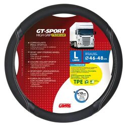 Lampa Κάλυμμα Τιμονιού Φορτηγού GT-SPORT Μαύρο με Ασημί Ραφή ? 46/48 cm Large
