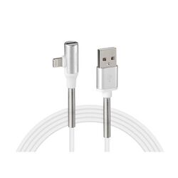 Lampa ΚΑΛΩΔΙΟ USB ΦΟΡΤΙΣΗΣ & ΑΝΤΑΠΤΟΡΑΣ ΑΚΟΥΣΤΙΚΩΝ APPLE (8 PIN) 90 ΜΟΙΡΩΝ IRON SILVER LINE (200 cm)