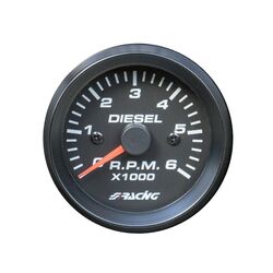 Simoni Racing ΣΤΡΟΦΟΜΕΤΡΟ ΜΑΥΡΟ ΓΙΑ DIESEL 0-6000RPM ΠΟΡΤΟΚΑΛΙ ΦΩΣ