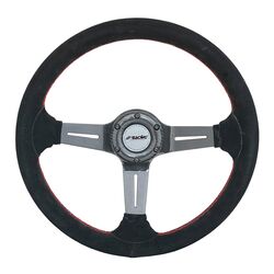 Simoni Racing ΤΙΜΟΝΙ CARLOS ΜΑΥΡΟ/CARBON ΣΟΥΕΤ ΜΕ ΚΟΚΚΙΝΗ ΡΑΦΗ ΤΡΙΑΚΤΙΝΟ ΔΙΑΜΕΤΡΟΣ 350mm ΠΑΧΟΣ 105mm ΒΑΡΟΣ 900gr