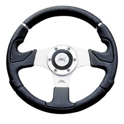 ΤΙΜΟΝΙ KOBRA EVO 320mm ΜΑΥΡΟ/ΑΣΗΜΙ ΚΕΝΤΡΟ LUISI