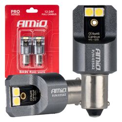 ΛΑΜΠΕΣ T4W BA9s 12/24V 6.000K 4xSMD LED FULL CAN-BUS ΛΕΥΚΟ 3030 PRO SERIES AMIO - 2 ΤΕΜ.