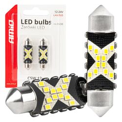 ΛΑΜΠΑΚΙΑ ΠΛΑΦΟΝΙΕΡΑΣ 41mm 12/24V C5W 5500K 12xSMD 2016 CAN-BUS FESTOON (ΛΕΥΚΟ) ΑΜΙΟ - 2 ΤΕΜ.