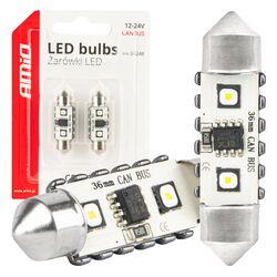 ΛΑΜΠΑΚΙΑ ΠΛΑΦΟΝΙΕΡΑΣ 36mm 12/24V C5W 5500K 12xSMD 3838 CAN-BUS FESTOON (ΛΕΥΚΟ) ΑΜΙΟ - 2 ΤΕΜ.