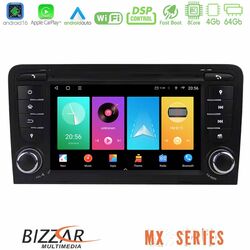 Bizzar MX Series Audi A3 8P 8core Android16 4+64GB Navigation Multimedia Deckless 7 με Carplay/AndroidAuto (OEM Style)