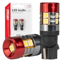 ΛΑΜΠΑΚΙΑ LED T10 W5W 12V/24V LED CAN-BUS 9xSMD 3030 ΛΕΥΚΟ ΦΩΣ 5.500K (ΣΕ ΧΡΩΜΑ ΚΟΚΚΙΝΟ-ΜΑΥΡΟ) AMIO - 2 ΤΕΜ.