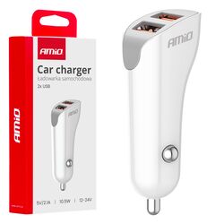 ΦΟΡΤΙΣΤΗΣ ΑΝΑΠΤΗΡΑ 12/24V ΜΕ 2 ΘΥΡΕΣ 2xUSB 10.5W 5V/2.1A ΛΕΥΚΟ AMIO - 1 Τεμ.