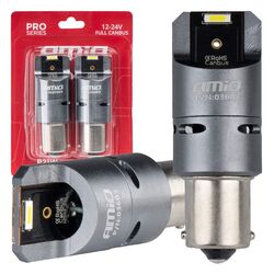 ΛΑΜΠΕΣ P21W BA15S 12/24V 6.000K 2xSMD LED FULL CAN-BUS (ΜΕ ΑΝΕΜΙΣΤΗΡΑΚΙ) ΛΕΥΚΟ PRO SERIES AMIO - 2 ΤΕΜ.