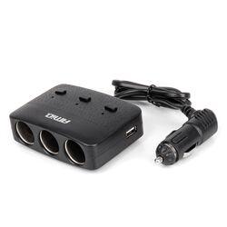 ΑΝΤΑΠΤΟΡΑΣ ΑΝΑΠΤΗΡΑ 12/24V 100W ΜΑΥΡΟΣ/3 ΘΕΣΕΙΣ/2xUSB-A /ΚΟΥΜΠΙ ON-OFF/ΕΝΔΕΙΞΗ LED/ΚΑΛΩΔΙΟ 70cm AMIO - 1 Τεμ.