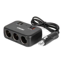 ΑΝΤΑΠΤΟΡΑΣ ΑΝΑΠΤΗΡΑ 12/24V 120W ΜΑΥΡΟΣ/3 ΘΕΣΕΙΣ/1xUSB-A+1xUSB-C QC 4.0 ΤΑΧΕΙΑΣ ΦΟΡΤΙΣΗΣ/ΚΑΛΩΔΙΟ 80cm AMIO - 1 Τεμ.
