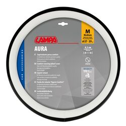 ΚΑΛΥΜΜΑ ΤΙΜΟΝΙΟΥ AURA (M) 37/39cm  ΜΑΥΡΟ/ΛΕΥΚΟ ΟΙΚΟΛΟΓΙΚΟ ΔΕΡΜΑ ΑΟΣΜΟ (ΠΑΧΟΣ 8,2cm) LAMPA