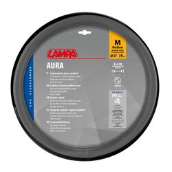 ΚΑΛΥΜΜΑ ΤΙΜΟΝΙΟΥ AURA (M) 37/39cm  ΜΑΥΡΟ/ΓΚΡΙ ΟΙΚΟΛΟΓΙΚΟ ΔΕΡΜΑ ΑΟΣΜΟ (ΠΑΧΟΣ 8,2cm) LAMPA