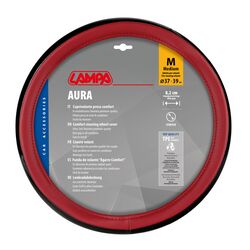 ΚΑΛΥΜΜΑ ΤΙΜΟΝΙΟΥ AURA (M) 37/39cm  ΜΑΥΡΟ/ΚΟΚΚΙΝΟ ΟΙΚΟΛΟΓΙΚΟ ΔΕΡΜΑ ΑΟΣΜΟ (ΠΑΧΟΣ 8,2cm) LAMPA