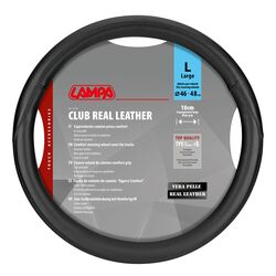 ΚΑΛΥΜΜΑ ΤΙΜΟΝΙΟΥ ΦΟΡΤΗΓΟΥ CLUB REAL LEATHER ΔΕΡΜΑΤΙΝΟ ΜΑΥΡΟ (L) 46-48cm ΠΑΧΟΥΣ 10cm 1ΤΕΜ. LAMPA
