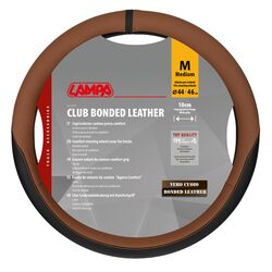ΚΑΛΥΜΜΑ ΤΙΜΟΝΙΟΥ ΦΟΡΤΗΓΟΥ CLUB BONDED LEATHER&SKEENTEX ΔΕΡΜΑΤΙΝΗ ΜΑΥΡΟ/ΚΑΦΕ (M) 44-46cm 1ΤΕΜ. LAMPA