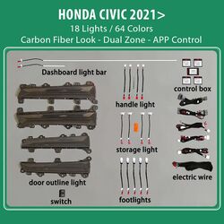 DIQ AMBIENT HONDA CIVIC XI mod. 2021> (Digital iQ Ambient Light for Honda Civic mod. 2021> with 18 Lights)