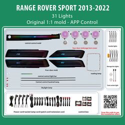 DIQ AMBIENT LR RANGE ROVER SPORT (L494) FULL mod. 2013-2022 (Digital iQ Ambient Light for LAND ROVER RANGE ROVER SPORT L494 mod. 2013-2021 with 31 Lights)