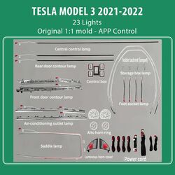 DIQ AMBIENT TESLA MODEL 3 mod.2021> (Digital iQ Ambient Light for Tesla Model 3 mod. 2021-2025 with 23 Lights)