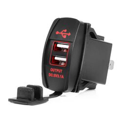 ΠΡΙΖΑ ΜΕ 2 ΘΥΡΕΣ USB ΚΑΙ ΚΑΠΑΚΙ 12/24V ΑΔΙΑΒΡΟΧΗ ΜΑΚΡΟΣΤΕΝΟ ΣΧΗΜΑ ΜΕ ΚΟΚΚΙΝΟ LED ΦΩΣ ΜΑΥΡΗ  AMIO - 1 Τεμ.