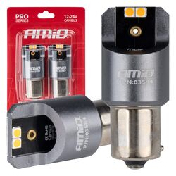 ΛΑΜΠΕΣ LED CAN-BUS PΥ21W BAU15S 12/24V 6.000K 4xSMD ΠΟΡΤΟΚΑΛΙ PRO SERIES AMIO - 2 ΤΕΜ.