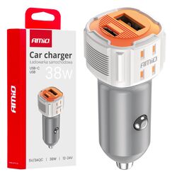 ΦΟΡΤΙΣΤΗΣ ΑΝΑΠΤΗΡΑ 12/24V ΜΕ 2 ΘΥΡΕΣ USB-C+USB 38W 5V/3AQC ΤΑΧΕΙΑΣ ΦΟΡΤΙΣΗΣ ΛΕΥΚΟΣ AMIO - 1 Τεμ.
