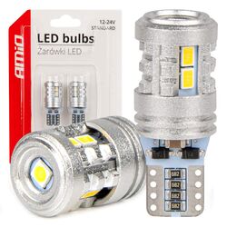 ΛΑΜΠΑΚΙΑ LED T10 W5W 12/24V LED 6x3020+1x3030SMD STANDARD ΛΕΥΚΑ ΑΜΙΟ - 2 ΤΕΜ.