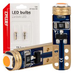 ΛΑΜΠΑΚΙΑ T5 W1W 12V 1SMD LED ΚΟΚΚΙΝΑ AMIO - 2 ΤΕΜ.