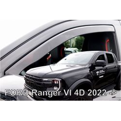 ΑΝΕΜΟΘΡΑΥΣΤΕΣ ΓΙΑ FORD RANGER 4D 2022+ /RAPTOR 2022+  ΖΕΥΓΑΡΙ ΑΠΟ ΕΥΚΑΜΠΤΟ ΦΙΜΕ ΠΛΑΣΤΙΚΟ HEKO - 2 ΤΕΜ.
