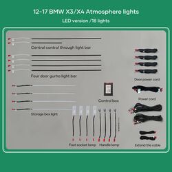 DIQ AMBIENT BMW X3 (F25) (Digital iQ Ambient Light for BMW X3 (F25) / X4 (F26) mod. 2011-2018 with 17 Lights, 11 Colours)