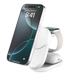 BELKIN WIZ037KQWH ULTRACHARGE 25W QI2 3-IN-1 MAGNETIC CHARGER, WHITE, ROUND